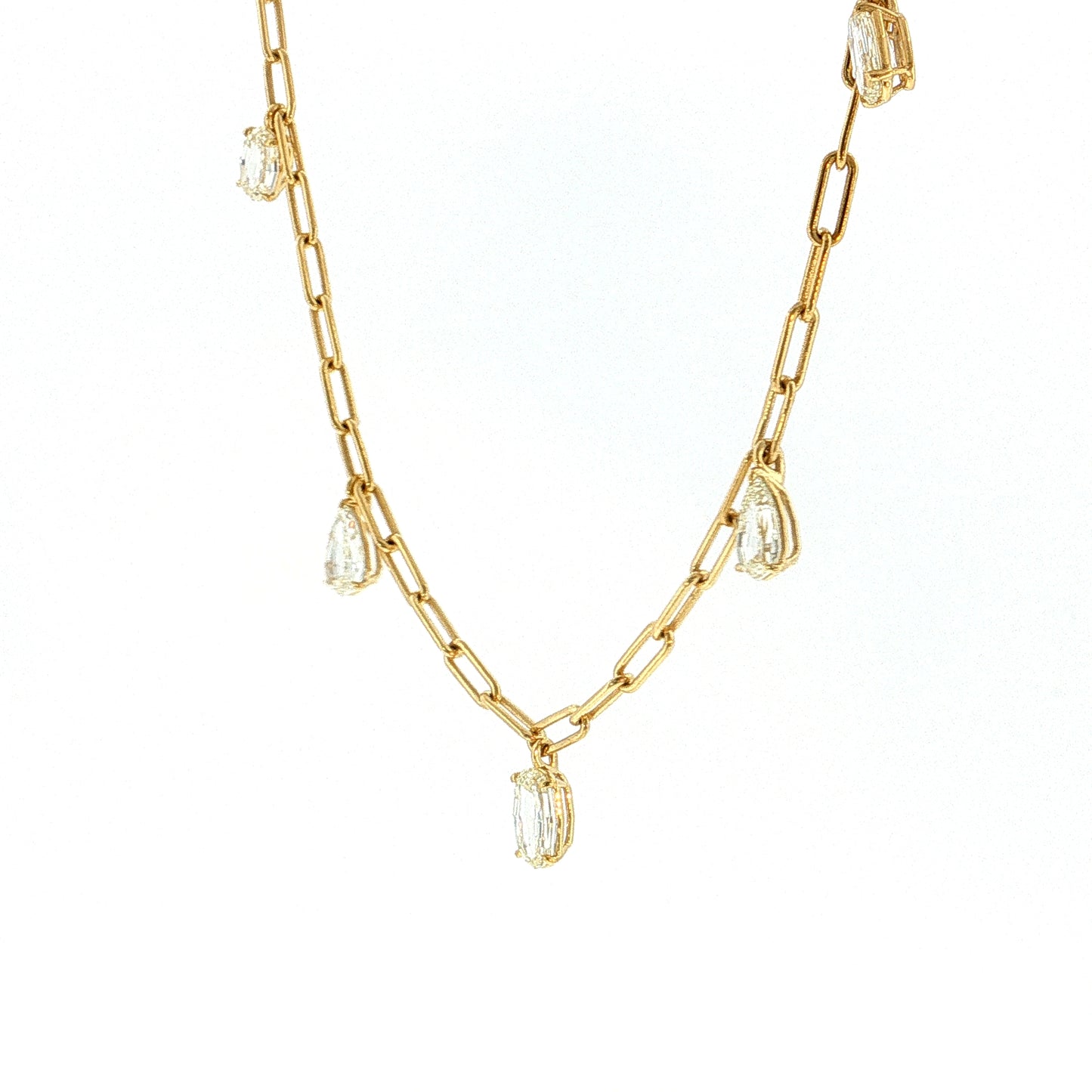 4.88 Mixed Cut Diamond Drop Necklace 18k Yellow Gold