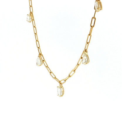 4.88 Mixed Cut Diamond Drop Necklace 18k Yellow Gold