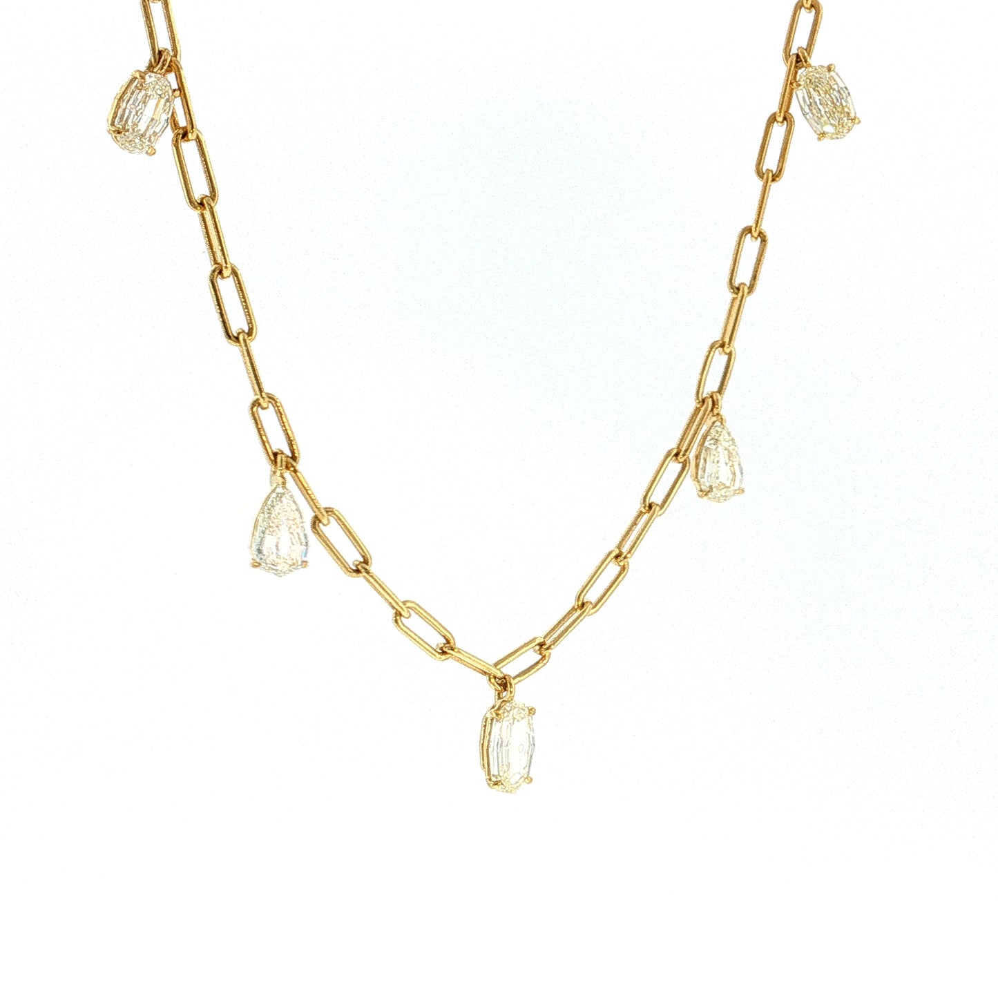 4.88 Mixed Cut Diamond Drop Necklace 18k Yellow Gold