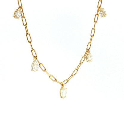 4.88 Mixed Cut Diamond Drop Necklace 18k Yellow Gold