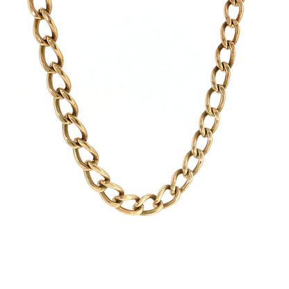 21" Oval Curb Link Chain Necklace 10k Yellow Gold