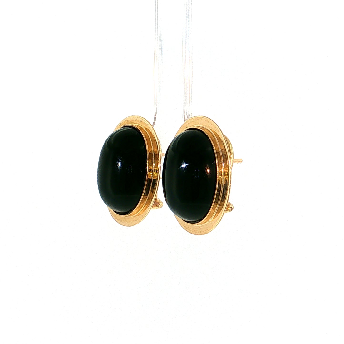 8.16 Oval Black Onyx Stud Earrings 14k
