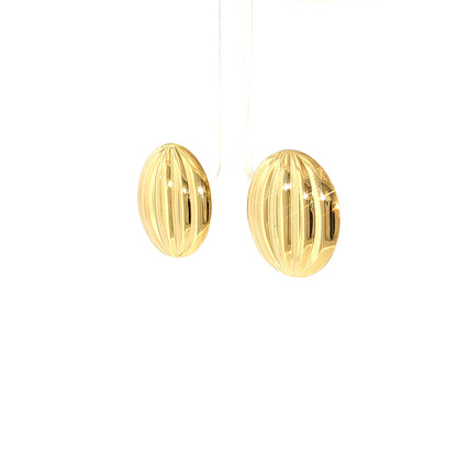 Ridged Circle Stud Earrings 18k Yellow Gold