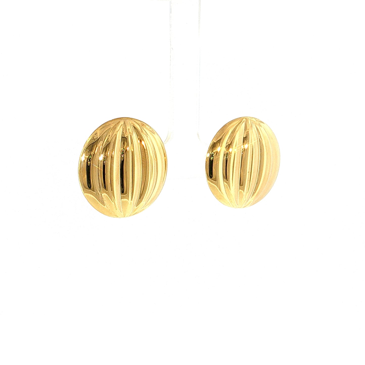 Ridged Circle Stud Earrings 18k Yellow Gold