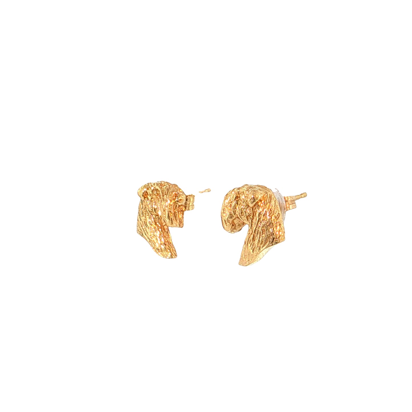 Schnauzer Dog Stud Earrings 14k Yellow Gold