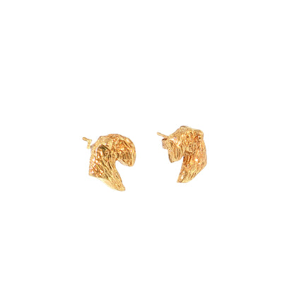 Schnauzer Dog Stud Earrings 14k Yellow Gold