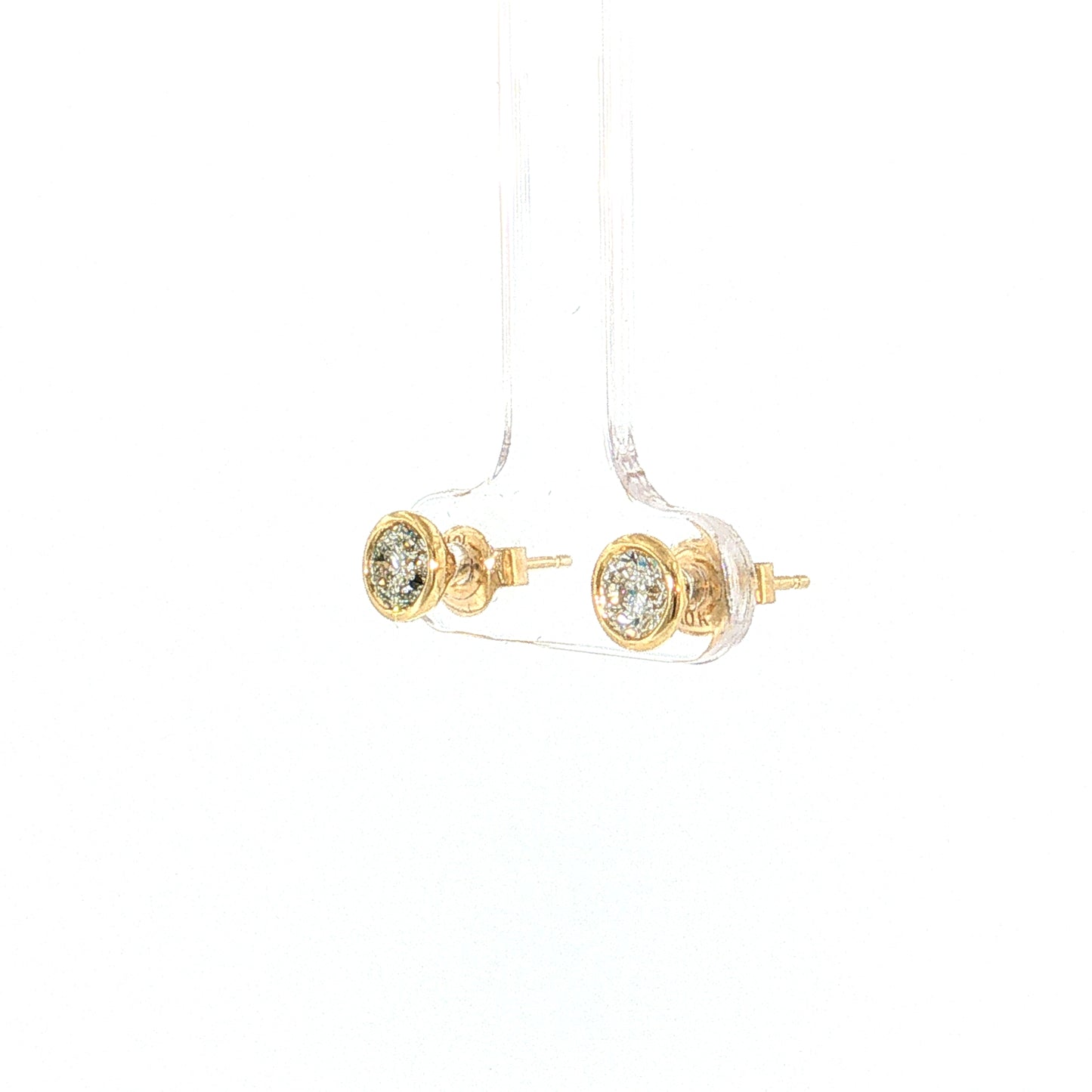 .96 Bezel Diamond Stud Earrings 10k Yellow Gold