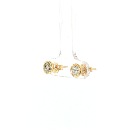 .96 Bezel Diamond Stud Earrings 10k Yellow Gold