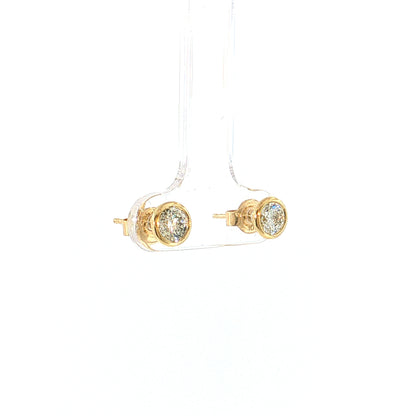 .96 Bezel Diamond Stud Earrings 10k Yellow Gold