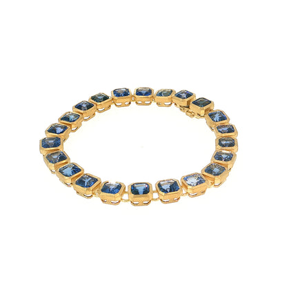 24.73 Asscher Cut Sapphire Bracelet 18k Yellow Gold
