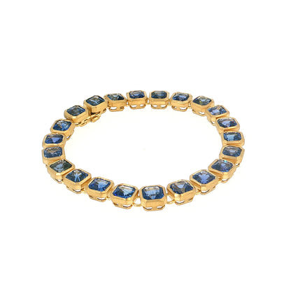 24.73 Asscher Cut Sapphire Bracelet 18k Yellow Gold