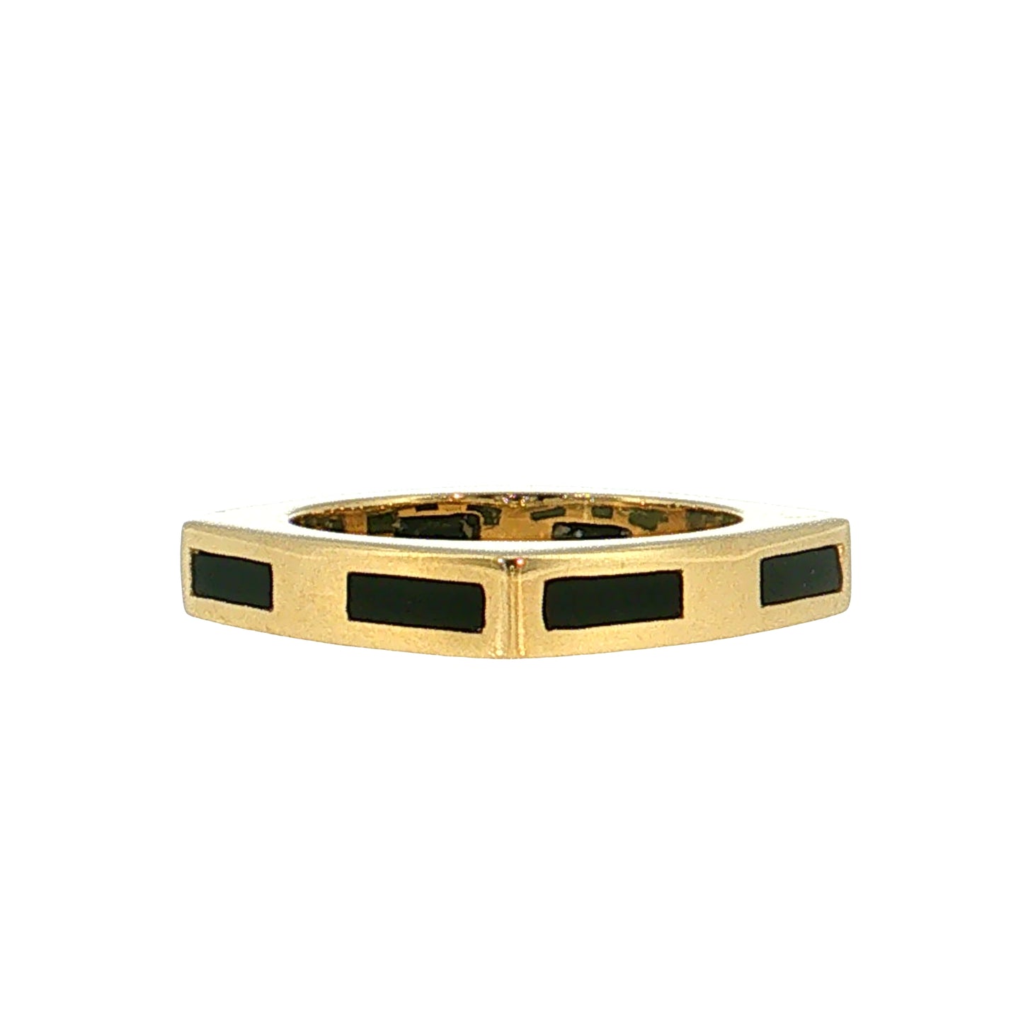 Square Black Enamel Stacking Ring 18k Yellow Gold