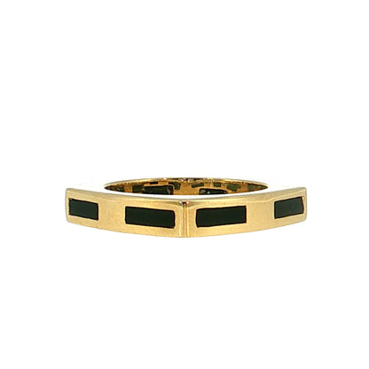 Square Black Enamel Stacking Ring 18k Yellow Gold