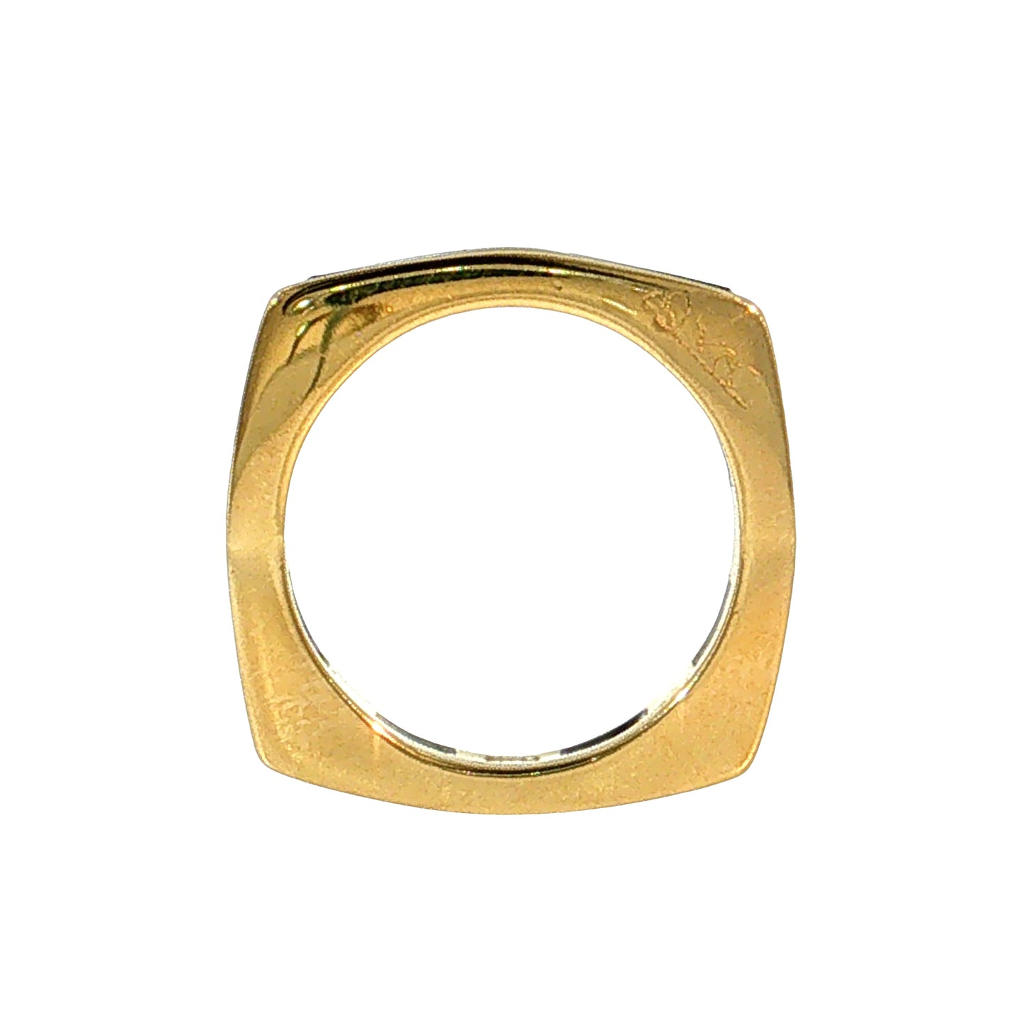 Square Black Enamel Stacking Ring 18k Yellow Gold