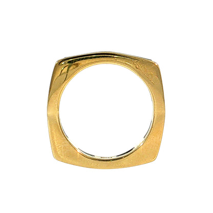 Square Black Enamel Stacking Ring 18k Yellow Gold