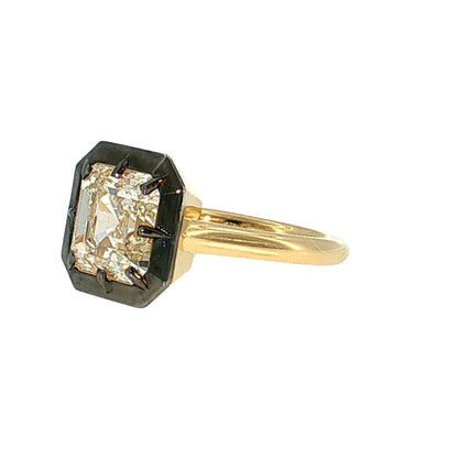 4.03 Asscher Cut Diamond Engagement Ring 18k Gold