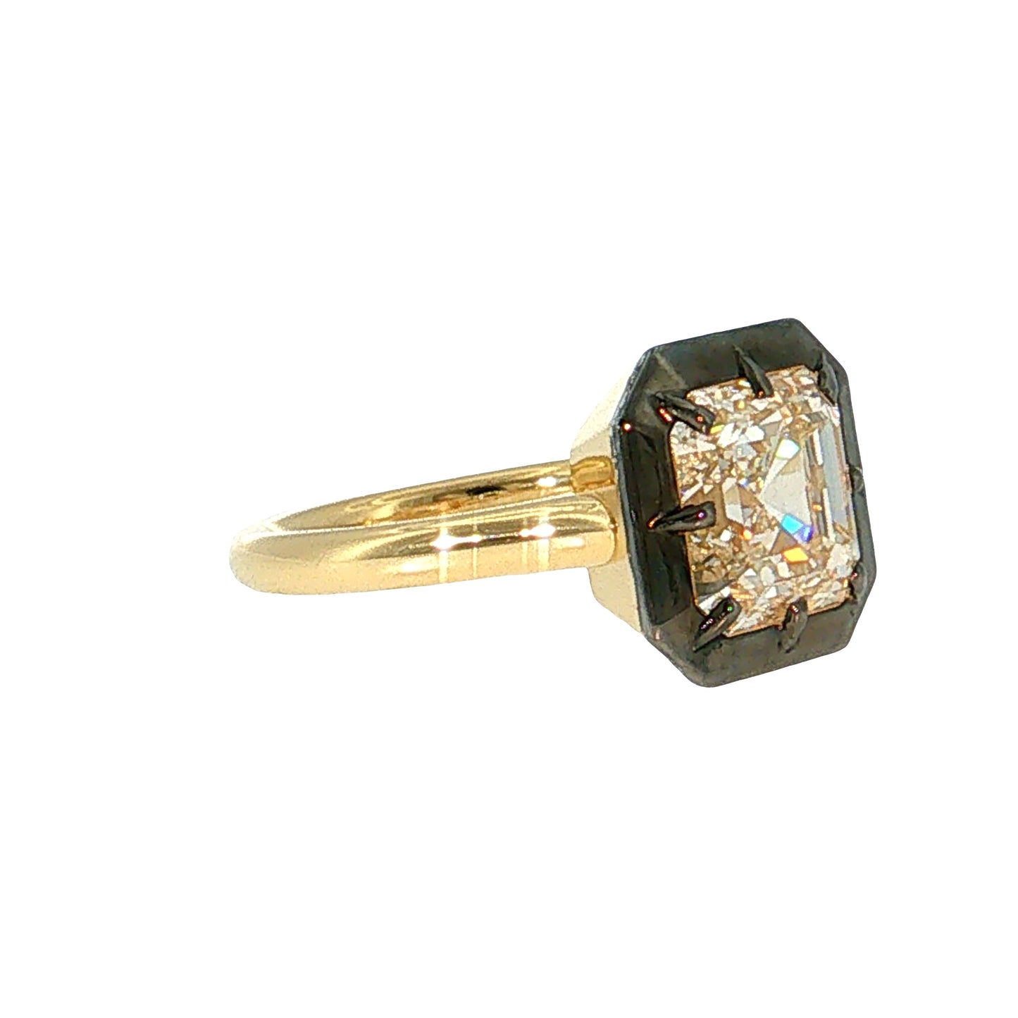 4.03 Asscher Cut Diamond Engagement Ring 18k Gold