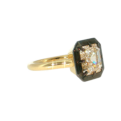 4.03 Asscher Cut Diamond Engagement Ring 18k Gold