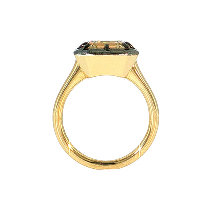 4.03 Asscher Cut Diamond Engagement Ring 18k Gold