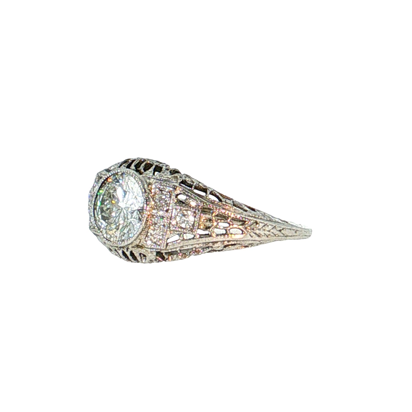 .95 Antique Art Deco Diamond Engagement Ring 18k
