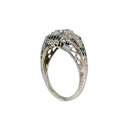 .95 Antique Art Deco Diamond Engagement Ring 18k