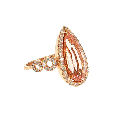 4.10 Morganite Pear Cocktail Ring 18k Rose Gold