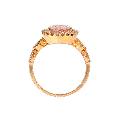 4.10 Morganite Pear Cocktail Ring 18k Rose Gold