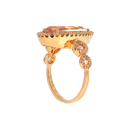 4.10 Morganite Pear Cocktail Ring 18k Rose Gold