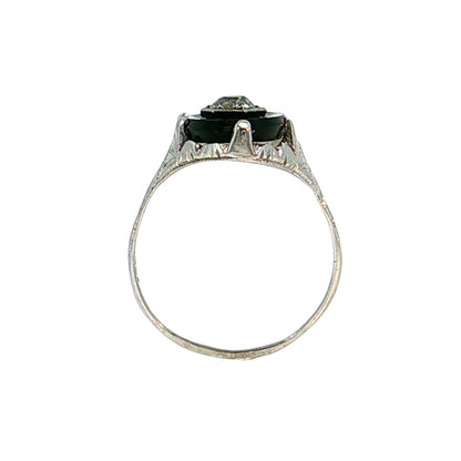 .25 Art Deco Diamond & Onyx Cocktail Ring 14k