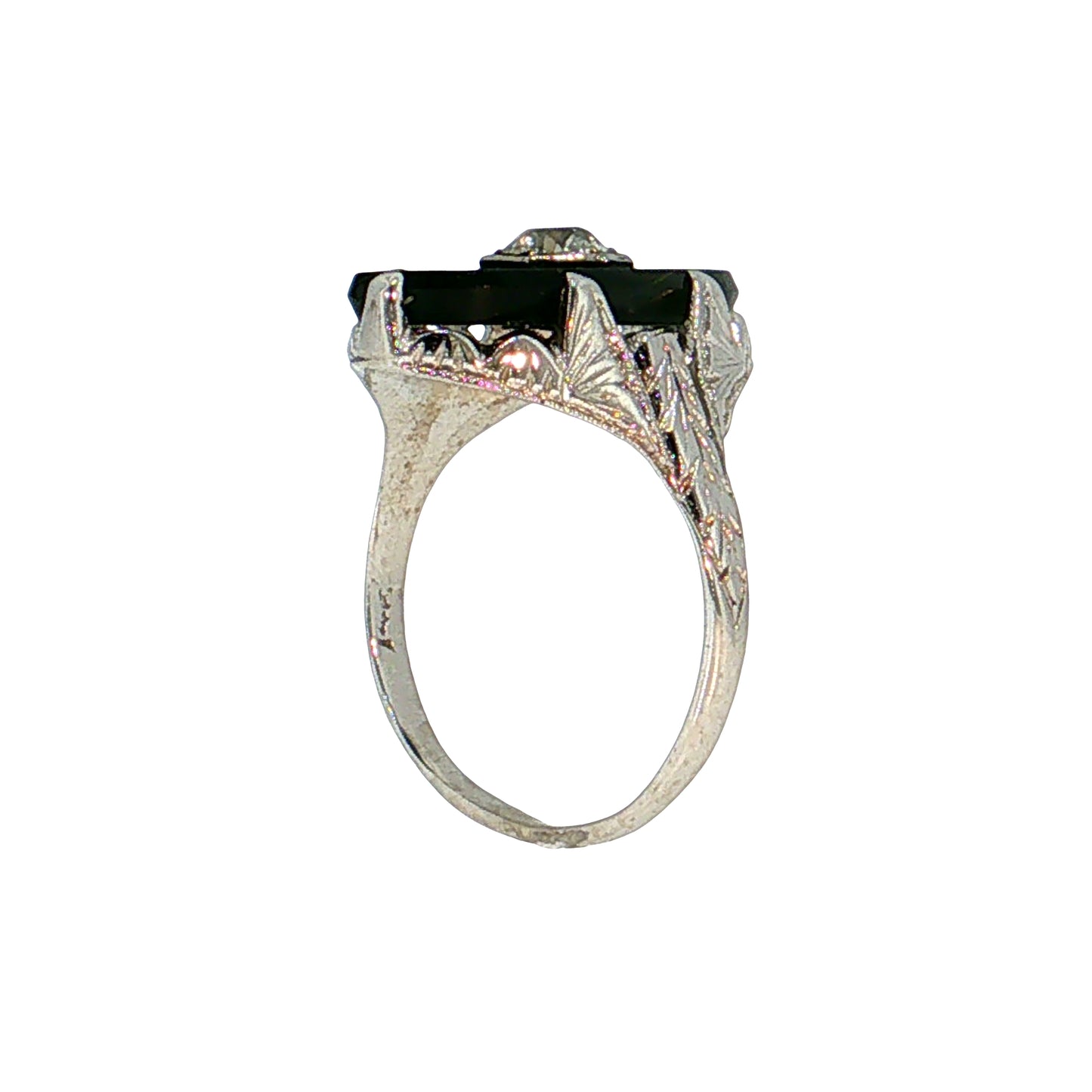 .25 Art Deco Diamond & Onyx Cocktail Ring 14k