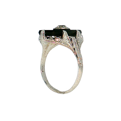 .25 Art Deco Diamond & Onyx Cocktail Ring 14k
