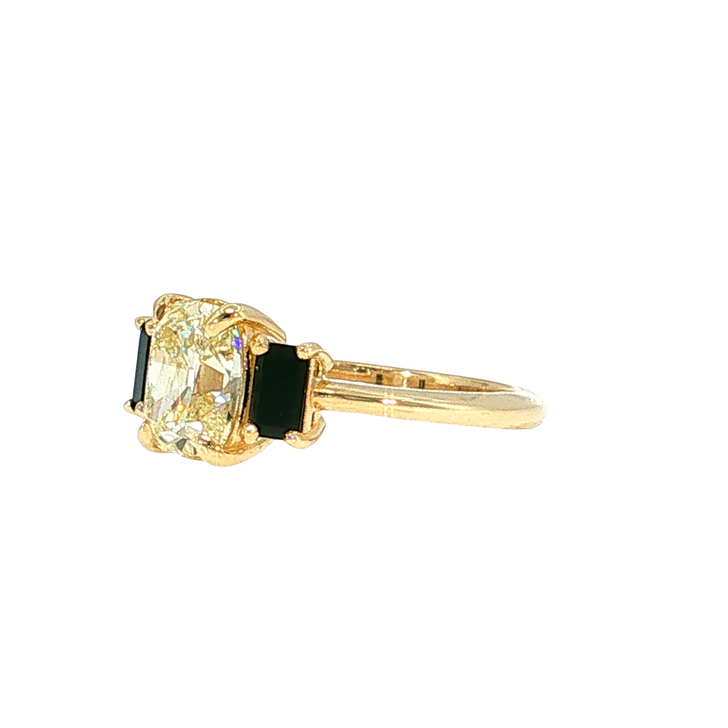 2.06 GIA Diamond & Onyx Engagement Ring 14k