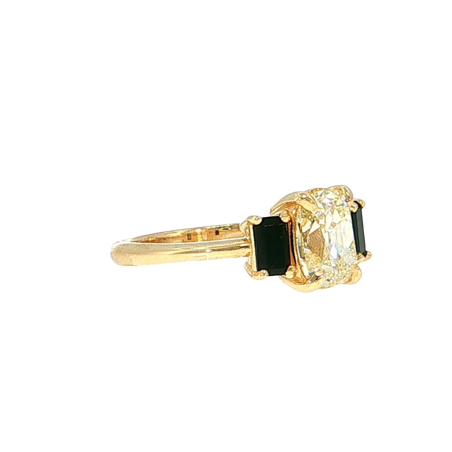 2.06 GIA Diamond & Onyx Engagement Ring 14k