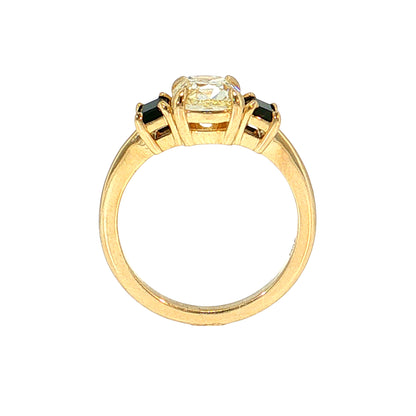 2.06 GIA Diamond & Onyx Engagement Ring 14k