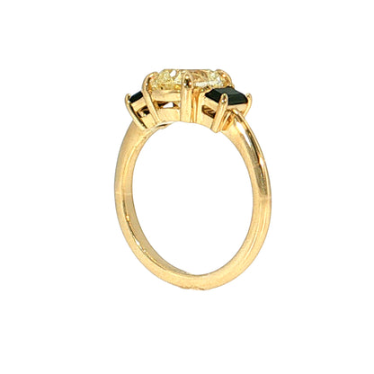 2.06 GIA Diamond & Onyx Engagement Ring 14k