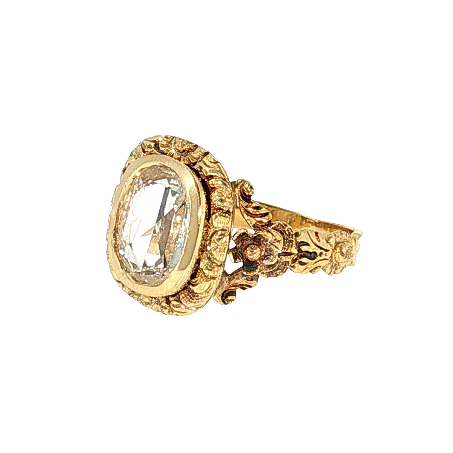 2.07 Vintage Victorian Rose Diamond Engagement Ring 14k