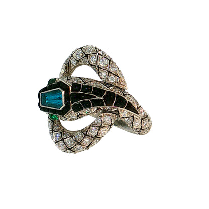 .55 GIA Paraiba Tourmaline & Diamond Snake Ring Platinum