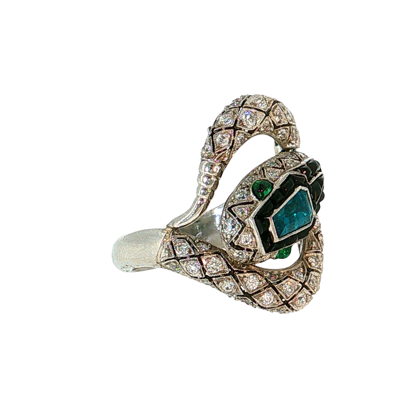 .55 GIA Paraiba Tourmaline & Diamond Snake Ring Platinum