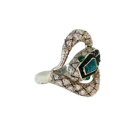 .55 GIA Paraiba Tourmaline & Diamond Snake Ring Platinum