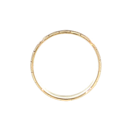 Vintage Retro Geometric Engraved Wedding Band 14k Yellow Gold