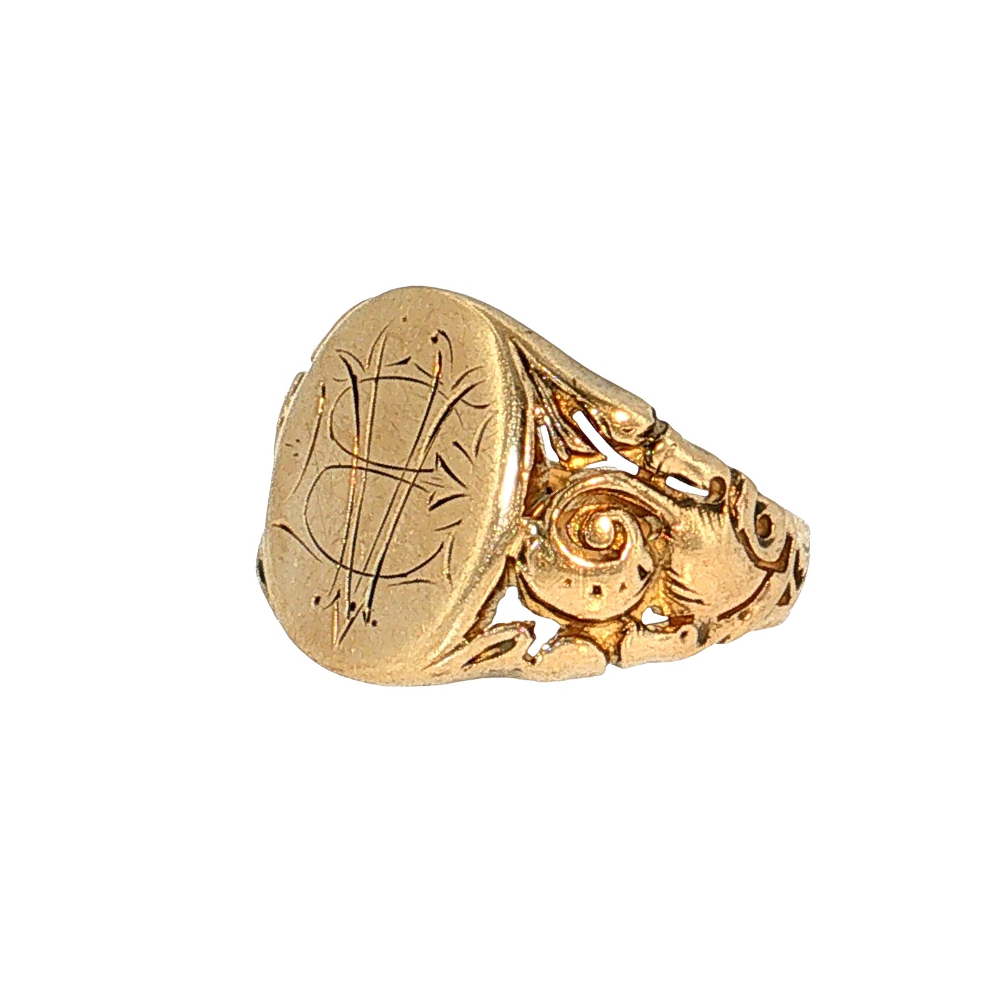 Men's Antique Victorian Oval Signet Ring 10k Yellow Gold