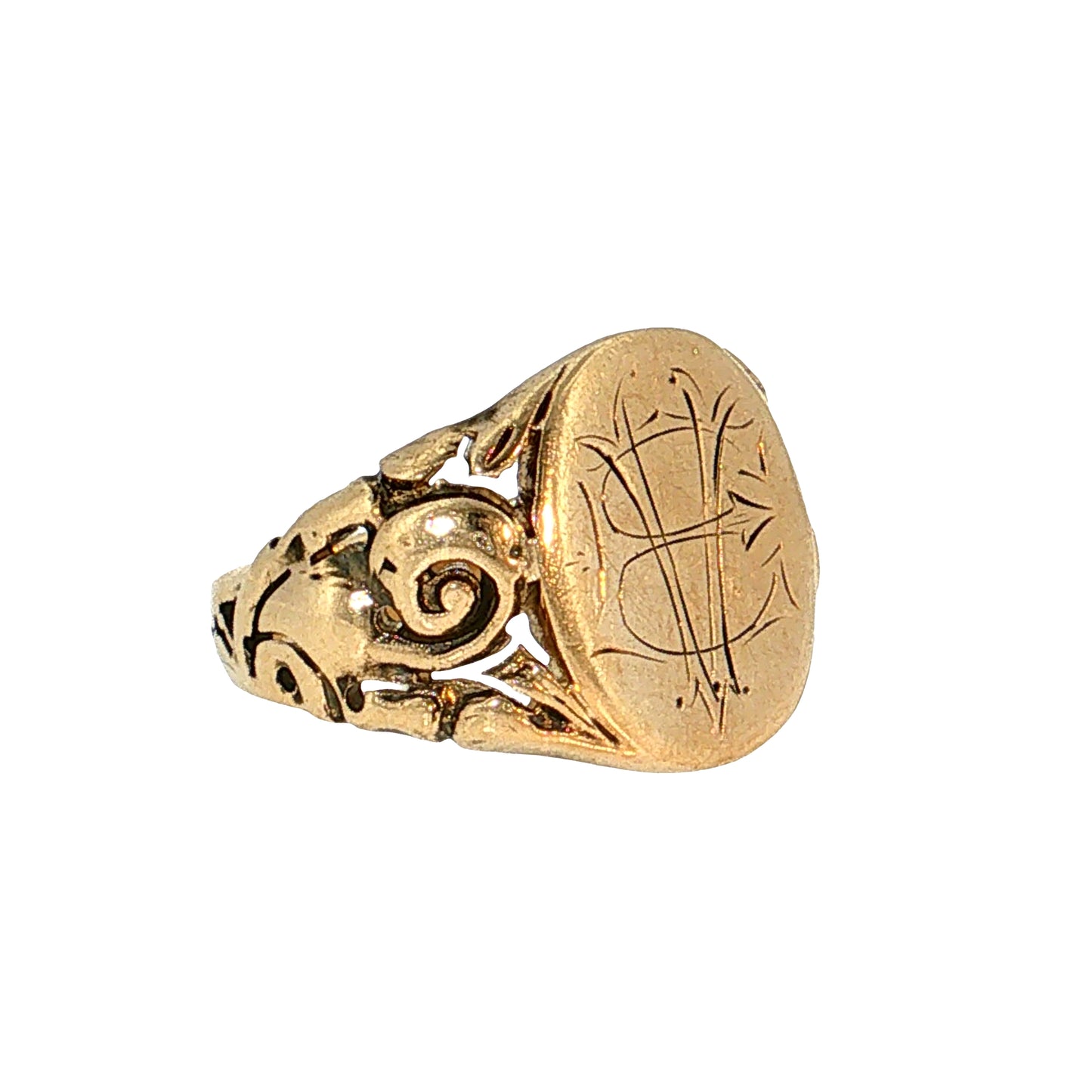 Men's Antique Victorian Oval Signet Ring 10k Yellow Gold