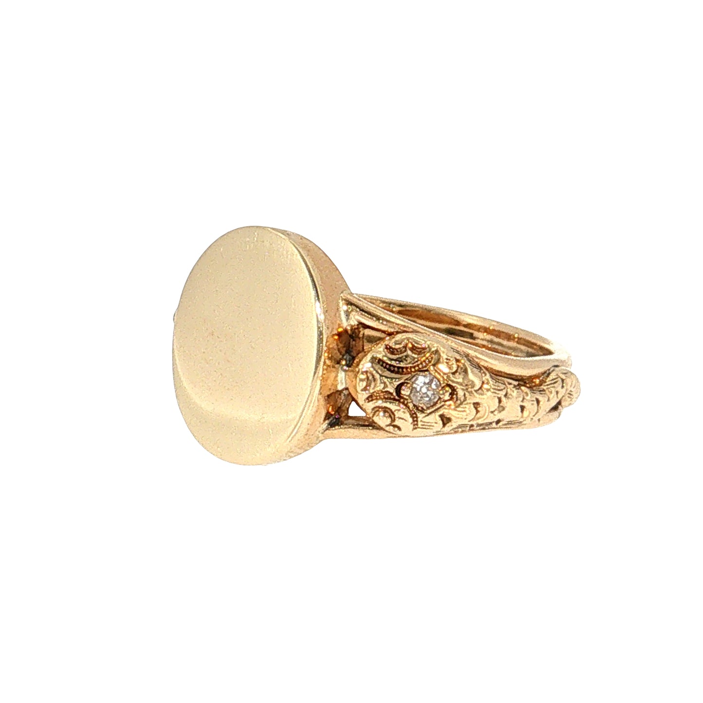 Antique Victorian Diamond Snake Signet Ring 10k Rose Gold