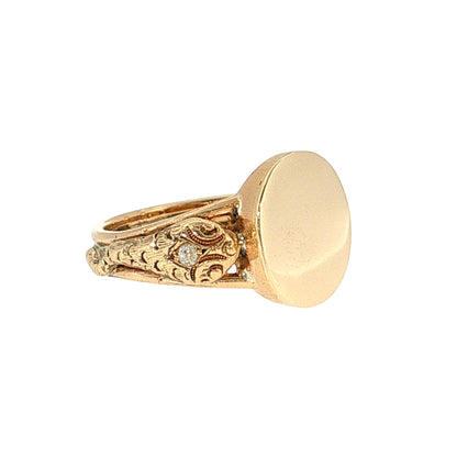 Antique Victorian Diamond Snake Signet Ring 10k Rose Gold
