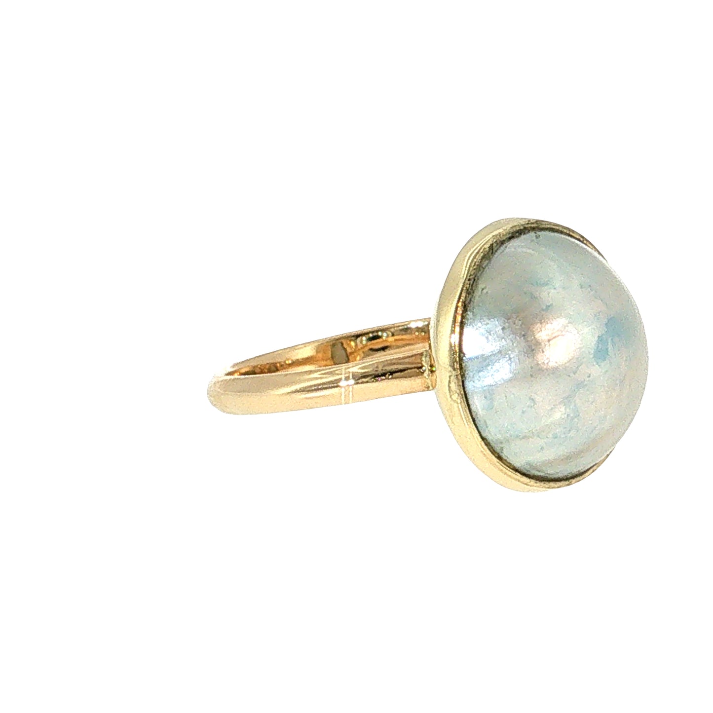 Mabe Pearl Bezel Cocktail Ring 14k Yellow Gold