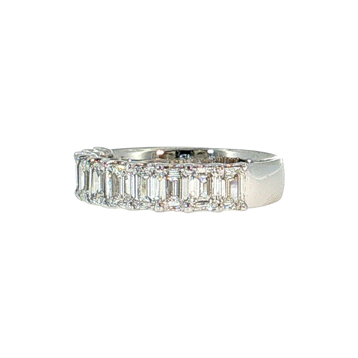 2.00 Emerald Cut Diamond Wedding Band 18k White Gold