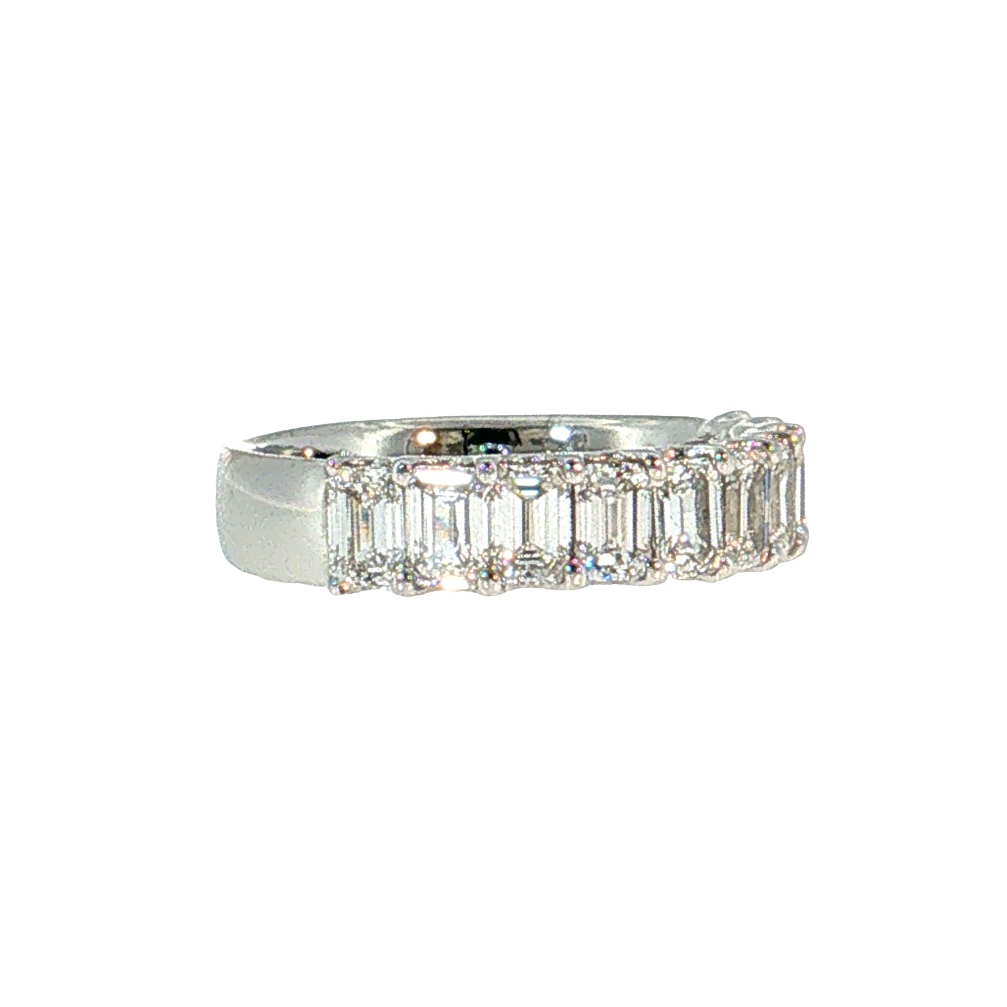 2.00 Emerald Cut Diamond Wedding Band 18k White Gold