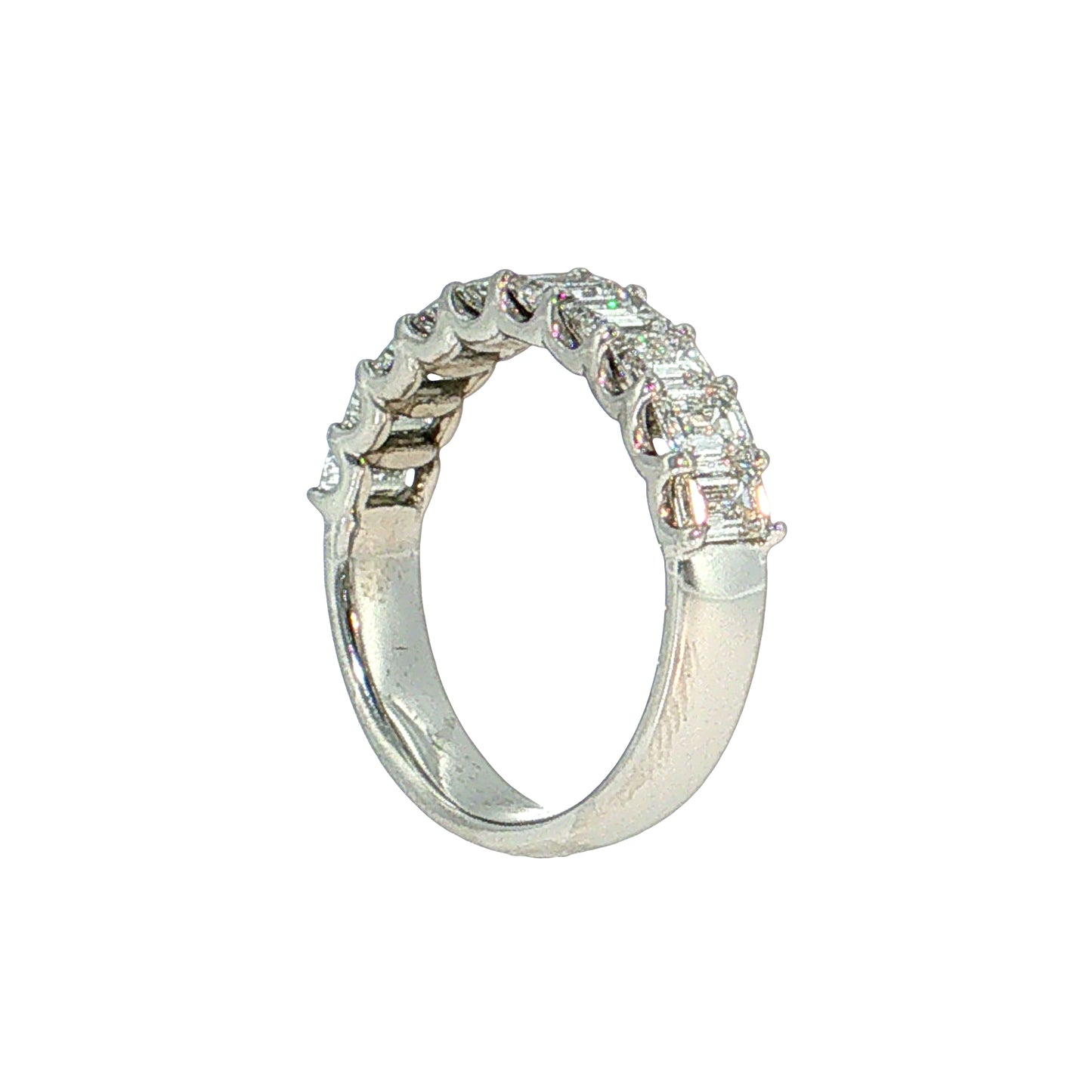 2.00 Emerald Cut Diamond Wedding Band 18k White Gold