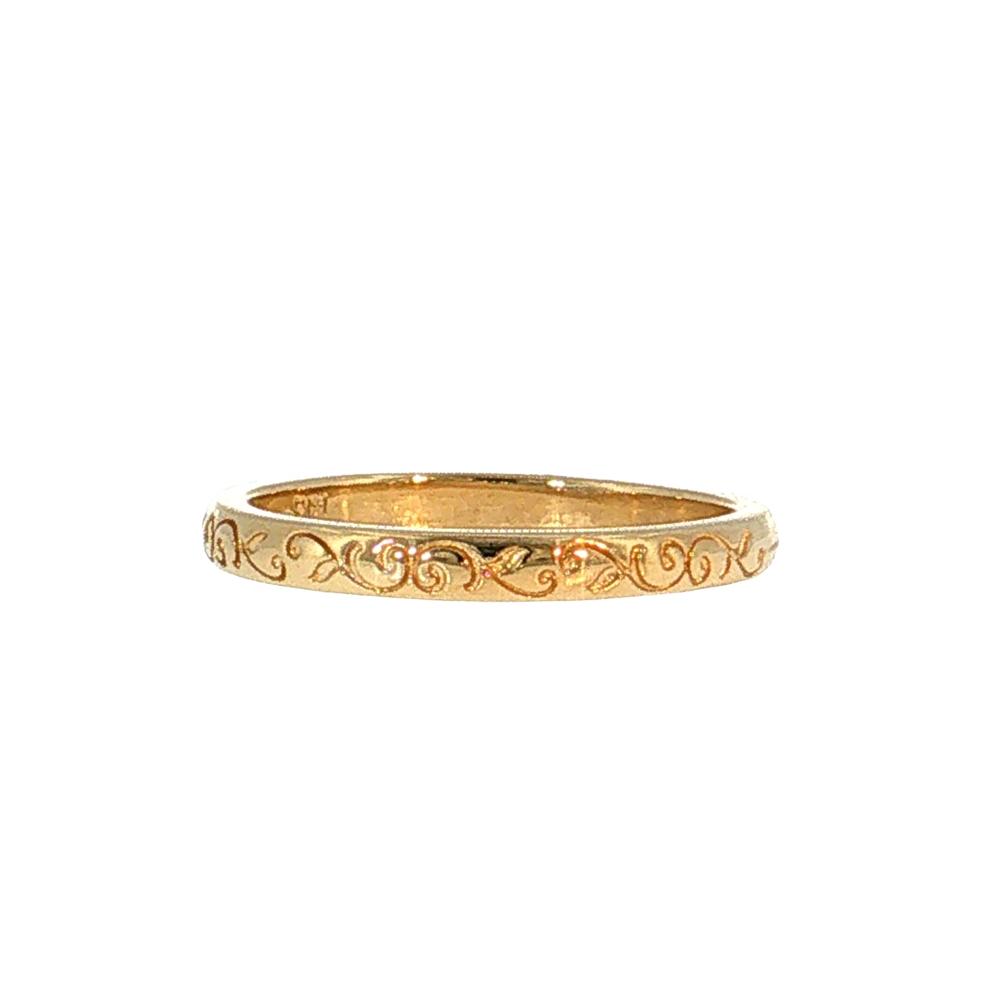 Engraved Filigree Wedding Band 14k Rose Gold