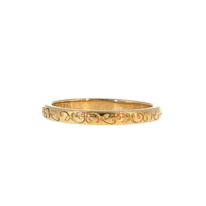 Engraved Filigree Wedding Band 14k Rose Gold
